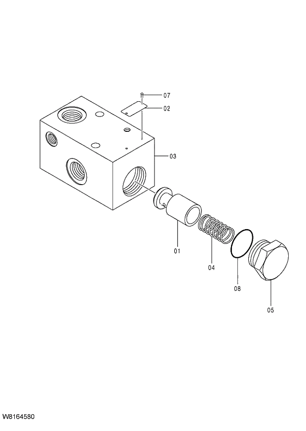 Схема запчастей Hitachi ZW220 - 264_VALVE STEERING CHECK (000101-004999, 005101-). 03 VALVE