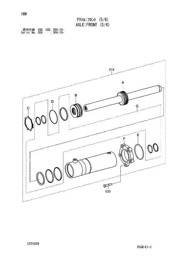 Схема запчастей Hitachi ZX170W-3 - 189 AXLE FRONT (5-6) (CGA D09-10 -CGB - CGB CGD D09-10 -). 06 POWER TRAIN