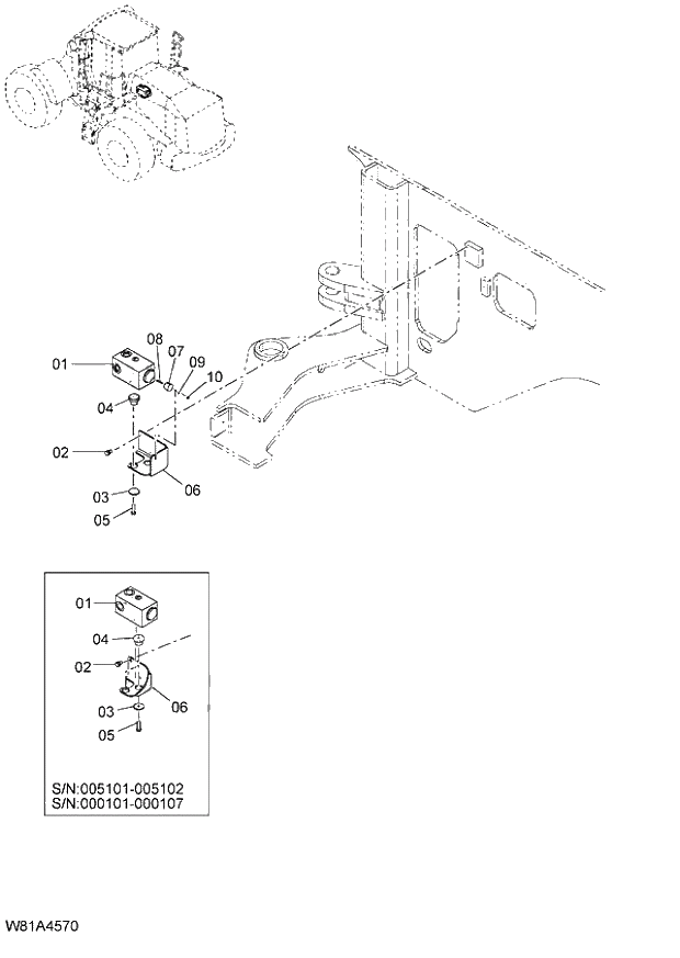 Схема запчастей Hitachi ZW250 - 193_STEERING PARTS(CHECK VALVE) (000101-004999, 005101-). 06 HYDRAULIC SYSTEM