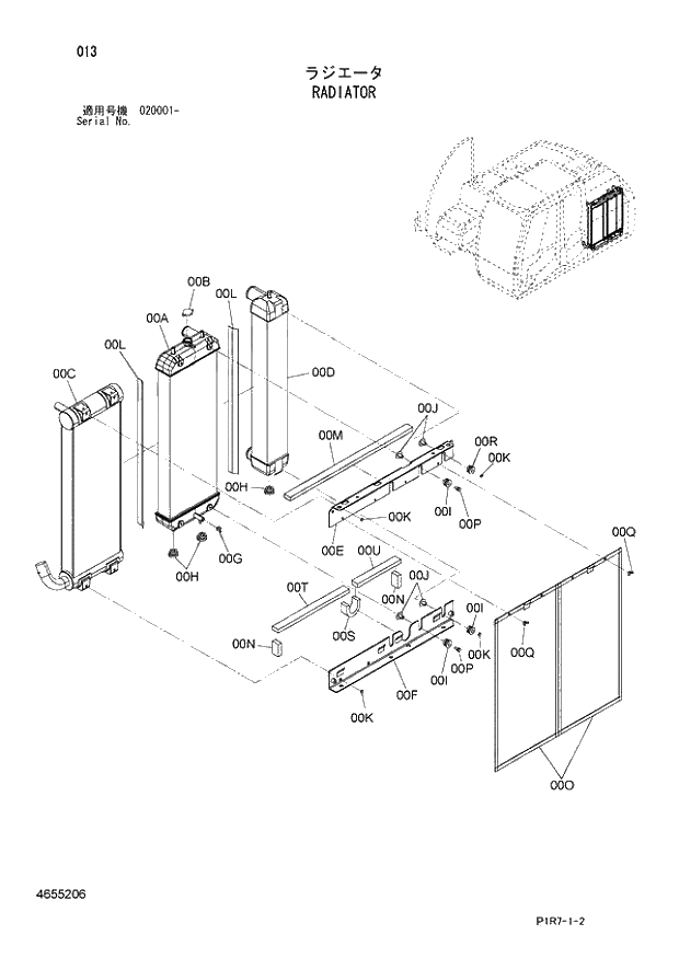 Схема запчастей Hitachi ZX110-3 - 013_RADIATOR (020001 -). 01 UPPERSTRUCTURE