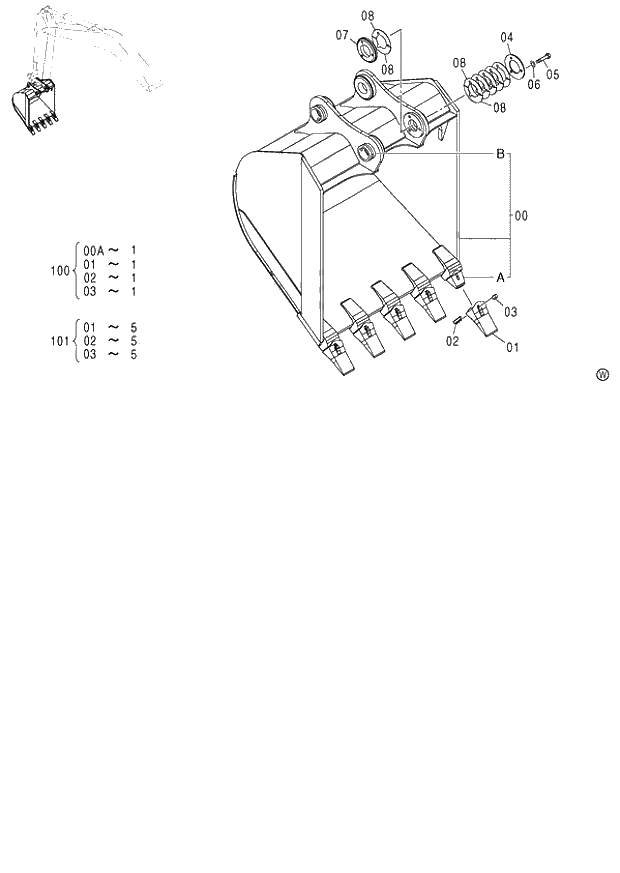 Схема запчастей Hitachi ZX130 - 273_BUCKET 0.66m3 (JIS 94) (060001-). 03 MONO BOOM FRONT-END ATTACHMENTS