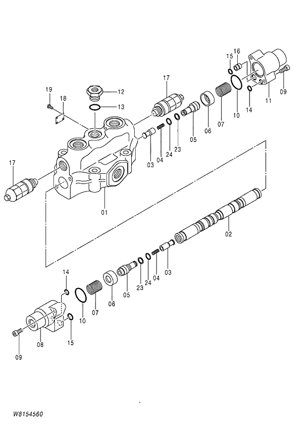 Схема запчастей Hitachi ZW180 - 254 VALVE STEERING (000101-004999, 005101-). 03 VALVE