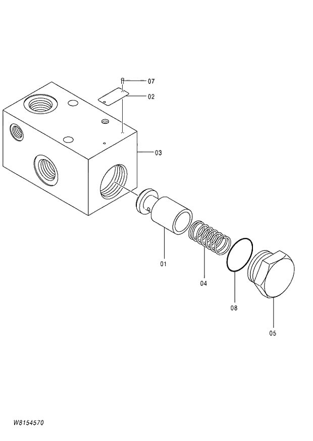 Схема запчастей Hitachi ZW180 - 255 VALVE STEERING CHECK (000101-004999, 005101-). 03 VALVE