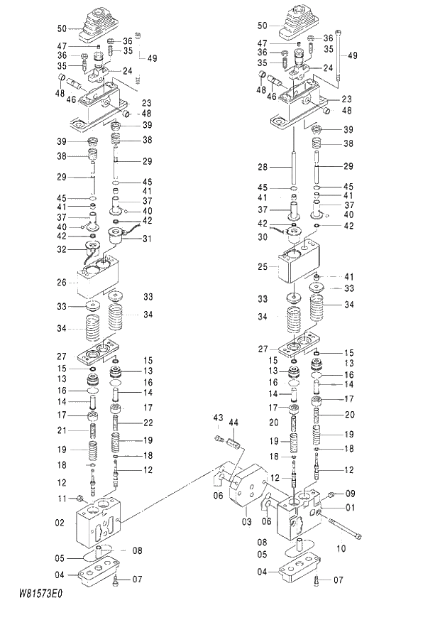 Схема запчастей Hitachi ZW180 - 267 VALVE PILOT (2PL) (000101-004999, 005101-). 03 VALVE