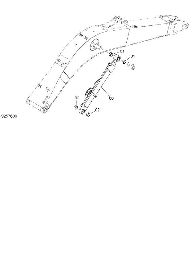 Схема запчастей Hitachi ZX140W-3 - 257 BOOM CYLINDER (R)(MONO BOOM) ( CEB CED 002001-, CEA 020001-). 03 FRONT-END ATTACHMENTS(MONO-BOOM)