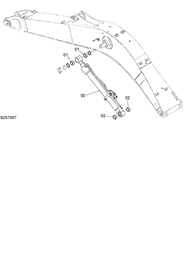 Схема запчастей Hitachi ZX140W-3 - 258 BOOM CYLINDER (L)(MONO BOOM) ( CEB CED 002001-, CEA 020001-). 03 FRONT-END ATTACHMENTS(MONO-BOOM)