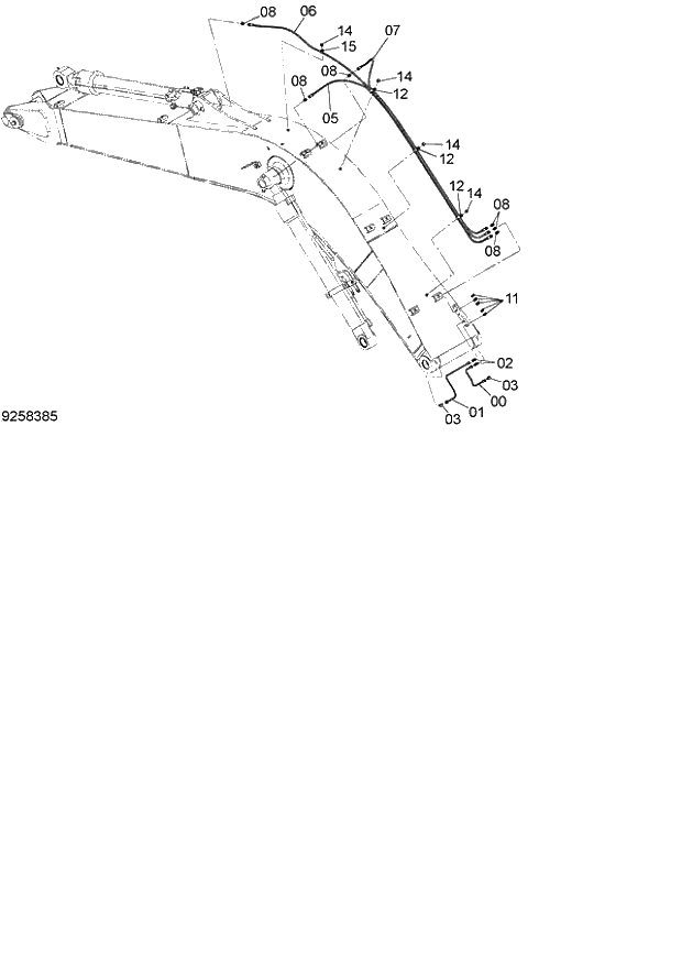 Схема запчастей Hitachi ZX140W-3 - 264 LUBRICATE PIPING (MONO BOOM) ( CEB CED 002001-, CEA 020001-). 03 FRONT-END ATTACHMENTS(MONO-BOOM)