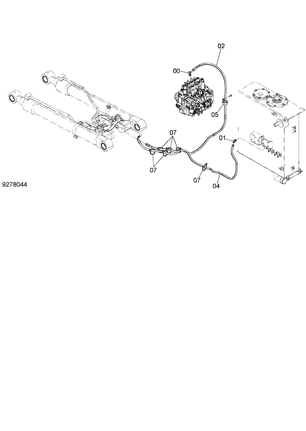 Схема запчастей Hitachi ZX140W-3 - 275 HOSE RUPTURE VALVE PIPING (1)(BOOM)(MONO BOOM) ( CEB CED 002001-, CEA 020001-). 03 FRONT-END ATTACHMENTS(MONO-BOOM)