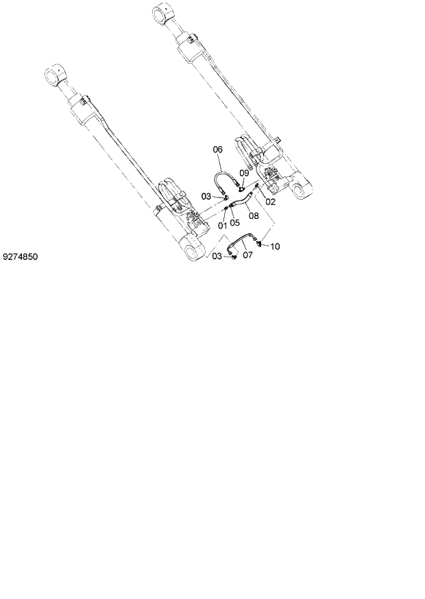 Схема запчастей Hitachi ZX140W-3 - 276 HOSE RUPTURE VALVE PIPING (2)(BOOM)(MONO BOOM) ( CEB CED 002001-, CEA 020001-). 03 FRONT-END ATTACHMENTS(MONO-BOOM)