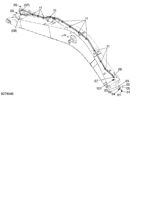 Схема запчастей Hitachi ZX140W-3 - 278 HOSE RUPTURE VALVE PIPING (2)(ARM)(MONO BOOM) ( CEB CED 002001-, CEA 020001-). 03 FRONT-END ATTACHMENTS(MONO-BOOM)