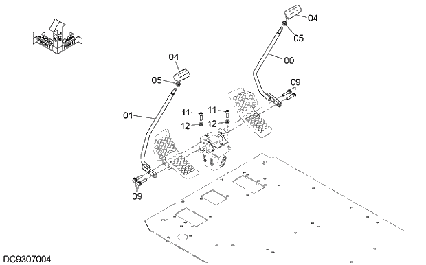 Схема запчастей Hitachi ZX330-5G - 005 CONTROL LEVER (TRAVEL) 09 FLOOR PARTS