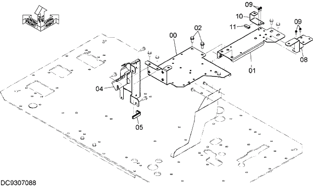 Схема запчастей Hitachi ZX350LCH-5G - 018 FLOOR PARTS (1) 09 FLOOR PARTS