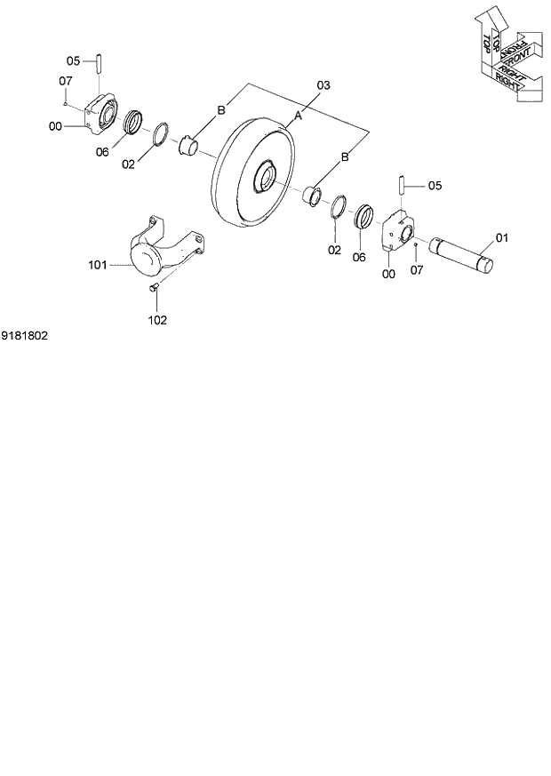 Схема запчастей Hitachi ZX130LCN - 216_FRONT IDLER 120,E,H,K NA,EU1 (060001-). 02 UNDERCARRIAGE