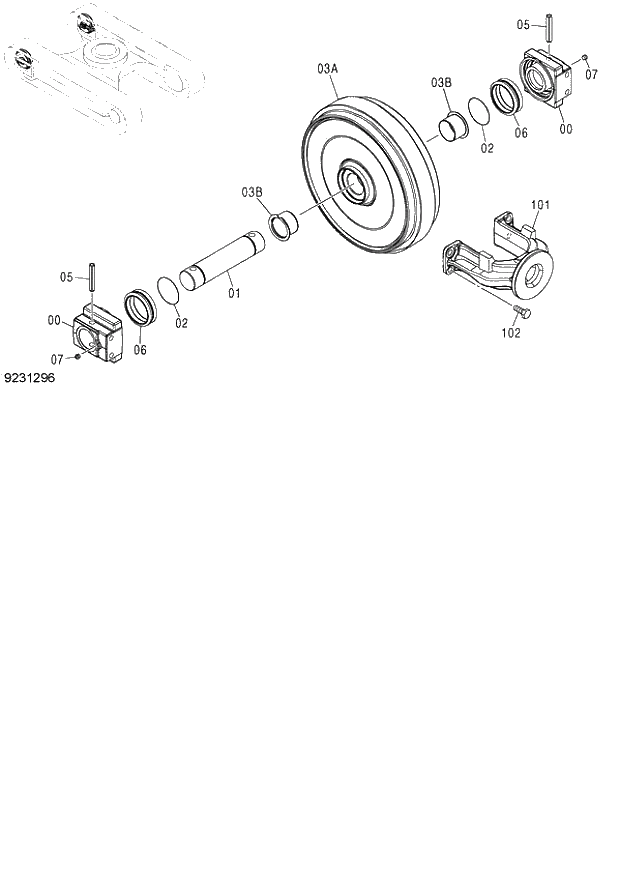 Схема запчастей Hitachi ZX130H - 217_FRONT IDLER EU2 (060001-). 02 UNDERCARRIAGE