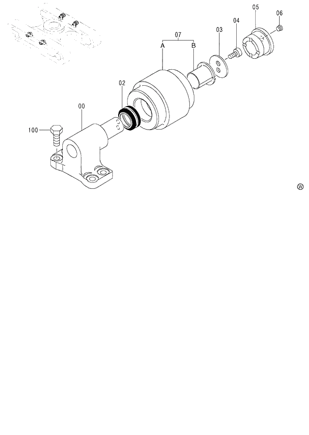 Схема запчастей Hitachi ZX120 - 222_UPPER ROLLER (NARROW LC TRACK) NA,EU1 (060001-). 02 UNDERCARRIAGE