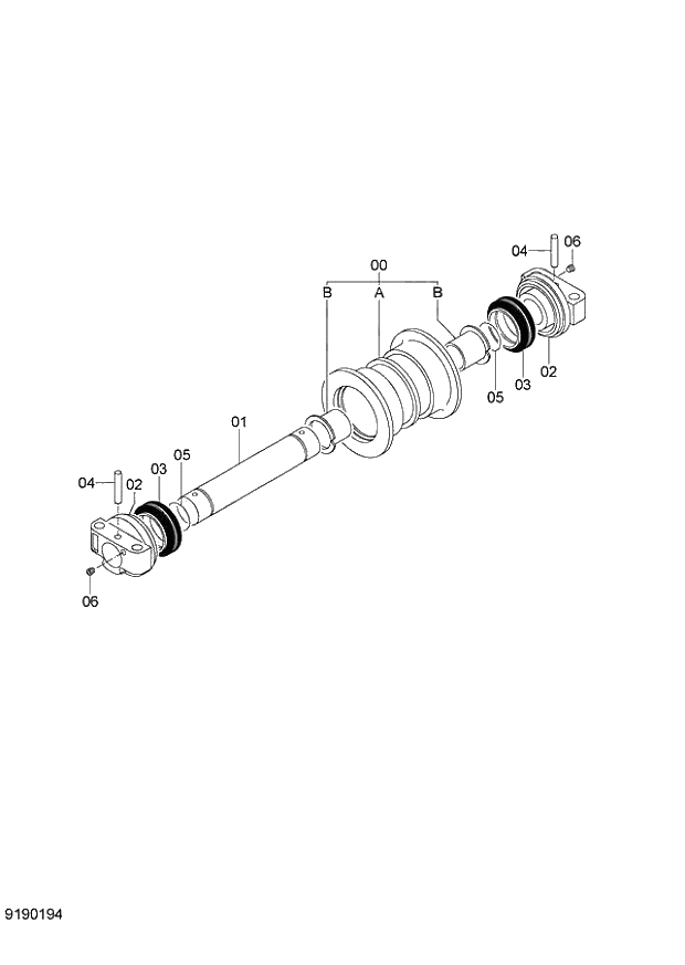 Схема запчастей Hitachi ZX120-E - 224_LOWER ROLLER 120,E,H,K NA,EU1 (060001-). 02 UNDERCARRIAGE