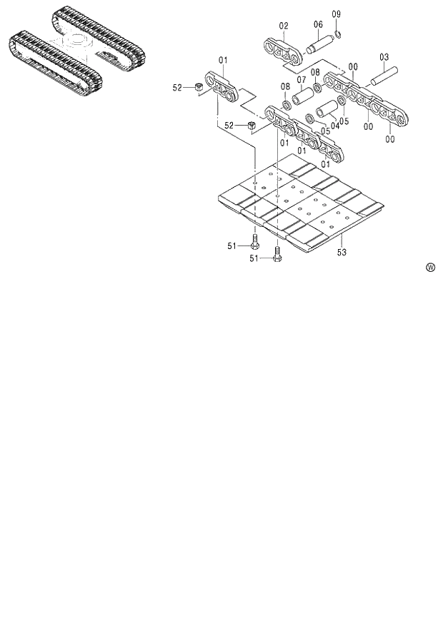 Схема запчастей Hitachi ZX120-E - 231_PAD CRAWLER B500mm (SEPARATE-Type)(STD. TRACK) STD (060001-). 02 UNDERCARRIAGE