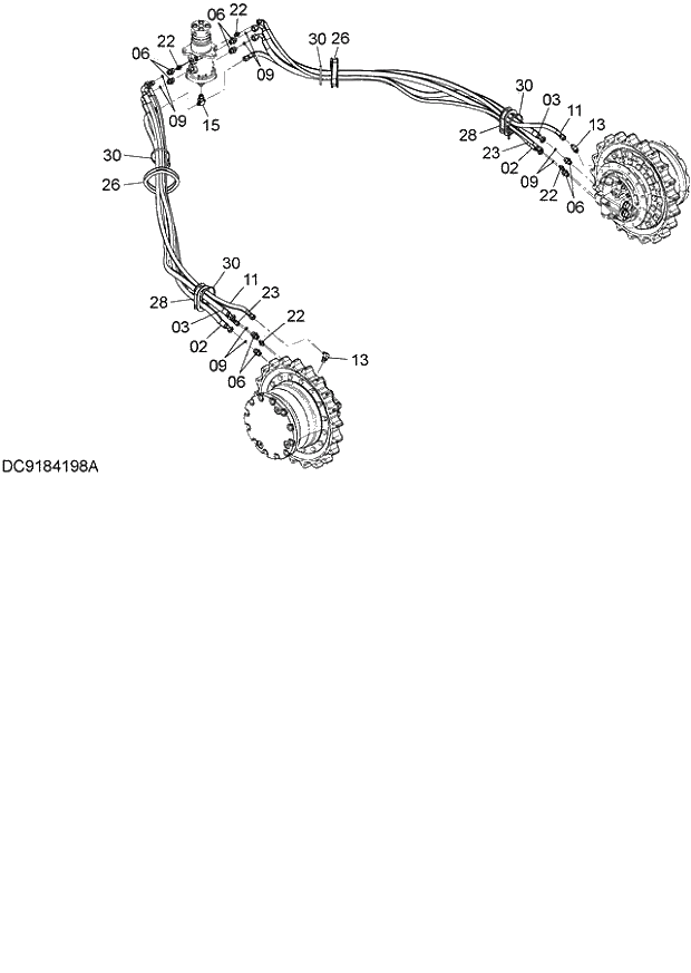 Схема запчастей Hitachi ZX130K - 236_TRAVEL PIPING (STD. TRACK) (060001-). 02 UNDERCARRIAGE