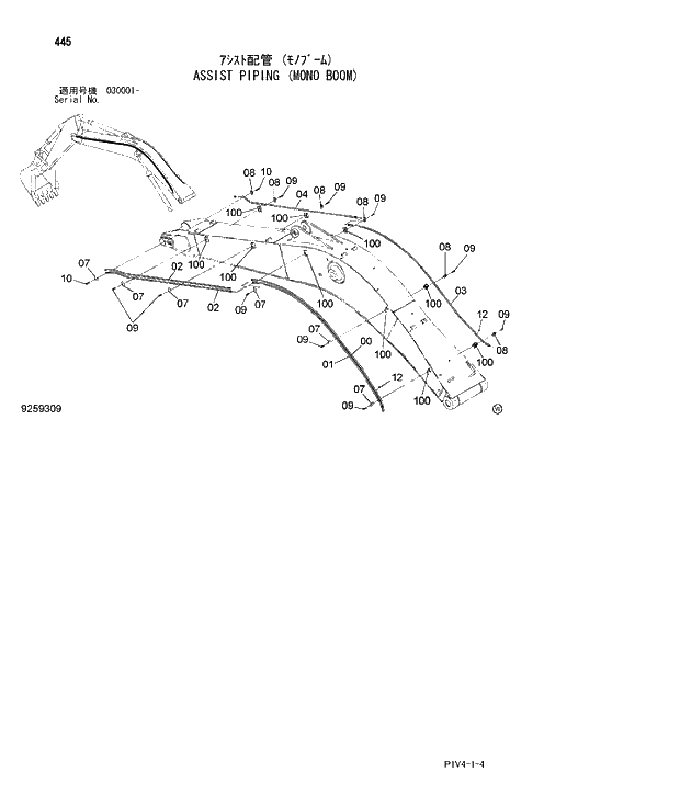 Схема запчастей Hitachi ZX270LC-3 - 445 ASSIST PIPING (MONO BOOM). 05 ASSIST PIPING