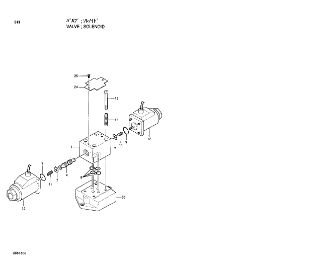 Схема запчастей Hitachi EX210LCH-5 - 043 SOLENOID VALVE 02 VALVE