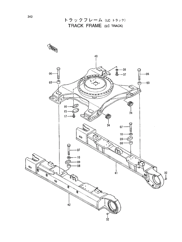 Схема запчастей Hitachi EX450LCH-5 - 343 TRACK FRAME (LC TRACK) 02 UNDERCARRIAGE