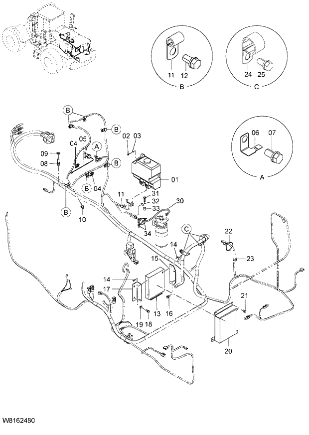 Схема запчастей Hitachi ZW220 - 126_ELECTRICAL PARTS(REAR)(3) (000101-004999, 005101-). 05 ELECTRICAL SYSTEM