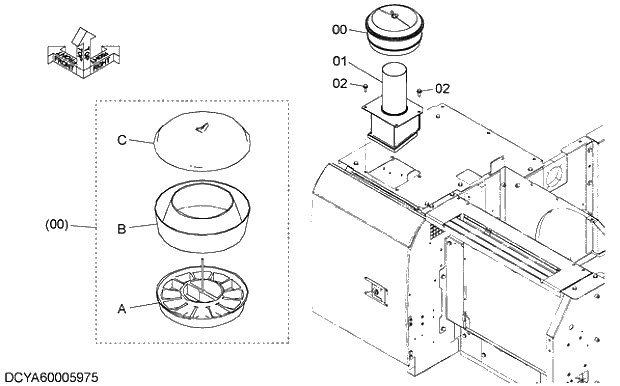 Схема запчастей Hitachi ZX210H-5G - 012 PRE CLEANER 02 ENGINE