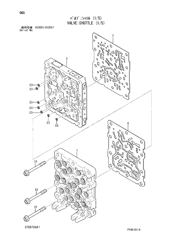 Схема запчастей Hitachi ZX230LC - 065 VALVE;SHUTTLE (1;5). VALVE