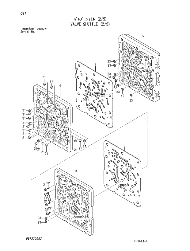 Схема запчастей Hitachi ZX230LC - 087 VALVE;SHUTTLE (2;5). VALVE