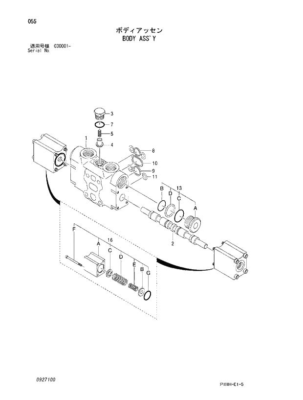 Схема запчастей Hitachi ZX370MTH - 055 BODY ASSY. 03 VALVE