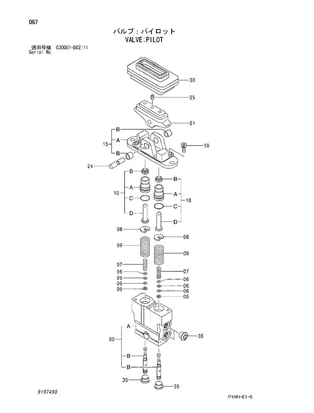 Схема запчастей Hitachi ZX350K - 067 VALVE;PILOT. 03 VALVE