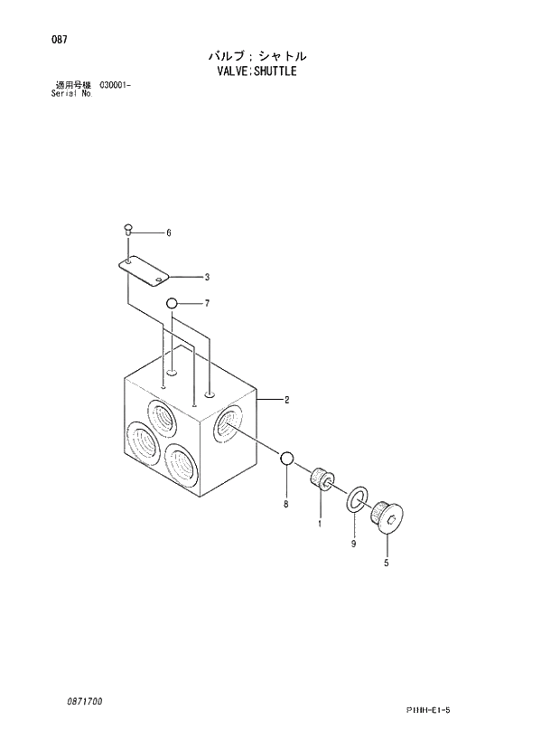 Схема запчастей Hitachi ZX330LC - 087 VALVE;SHUTTLE. 03 VALVE