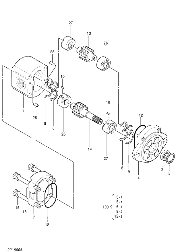 Схема запчастей Hitachi ZX470LC-5G - 003 PUMP;GEAR 01 PUMP