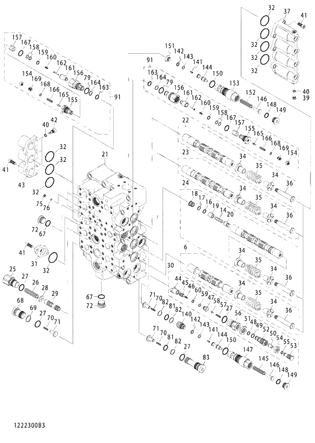 Схема запчастей Hitachi ZX870LCR-3 - 023 VALVE CONTROL (3-4) (020480-020996). 03 VALVE