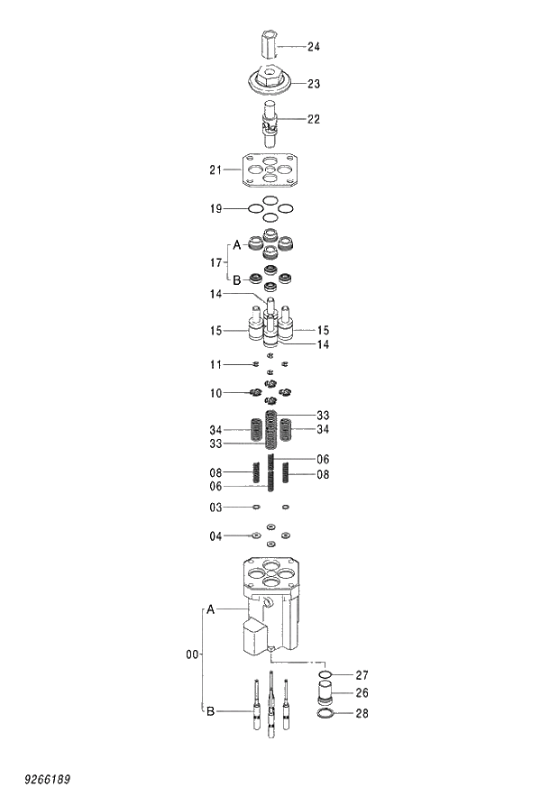 Схема запчастей Hitachi ZX870LCR-3 - 033 VALVE PILOT (FRONT, SWING) (020001-). 03 VALVE