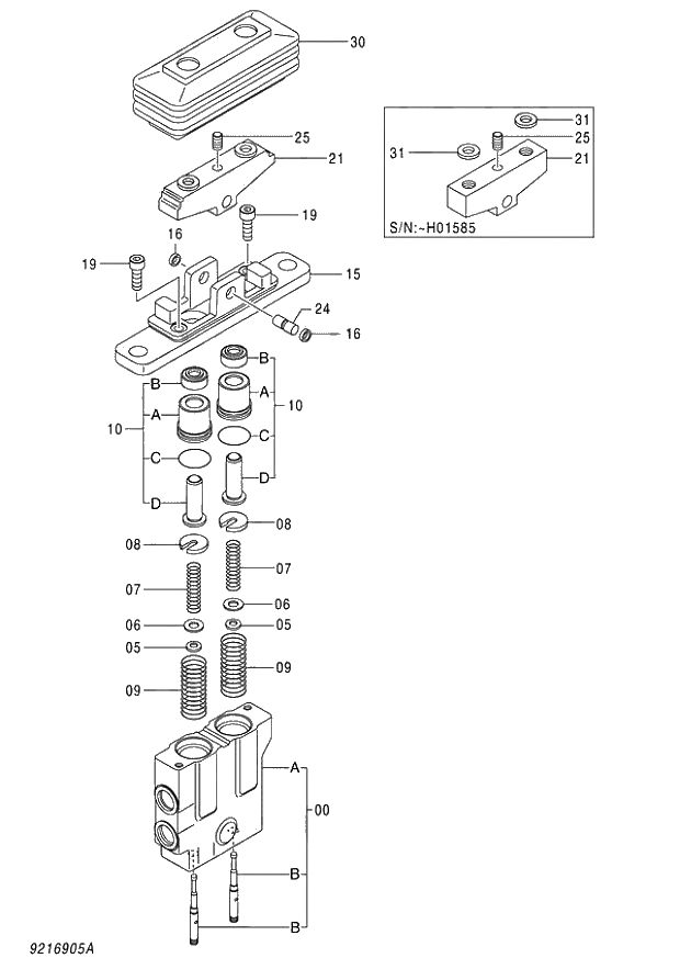 Схема запчастей Hitachi ZX870LCH-3 - 035 VALVE PILOT (020001-). 03 VALVE