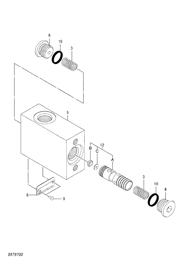 Схема запчастей Hitachi ZX870H-3 - 037 VALVE FC (020001-). 03 VALVE