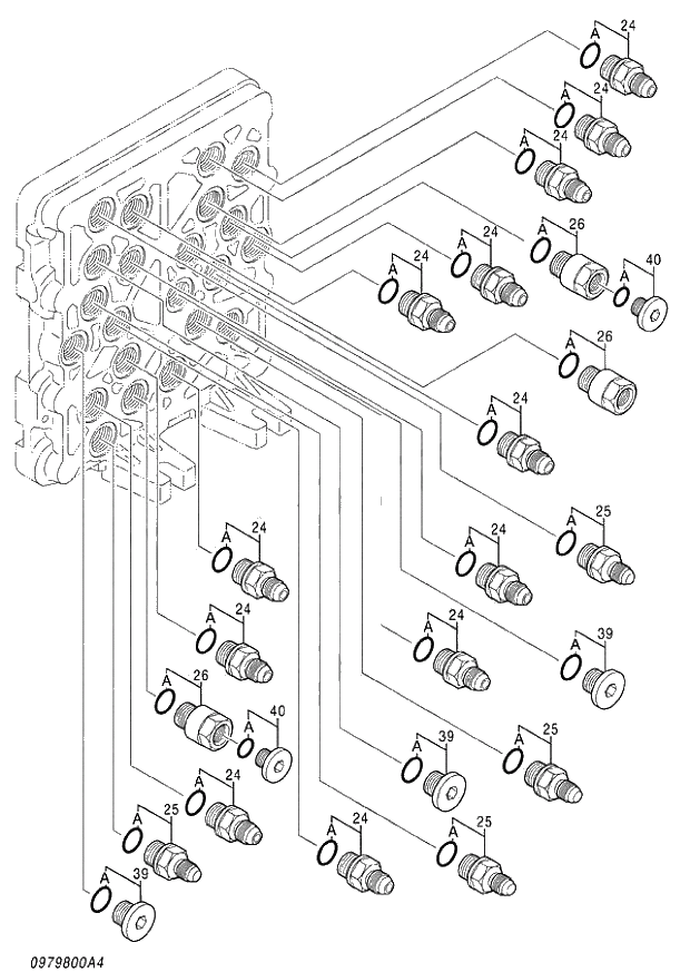 Схема запчастей Hitachi ZX870R-3 - 041 VALVE SHUTTLE (4-5) (020001-020876). 03 VALVE