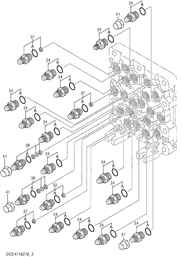 Схема запчастей Hitachi ZX870H-3 - 045 VALVE SHUTTLE (3-5) (020877-). 03 VALVE