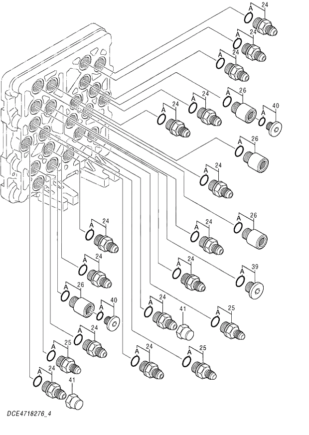 Схема запчастей Hitachi ZX870LCR-3 - 046 VALVE SHUTTLE (4-5) (020877-). 03 VALVE