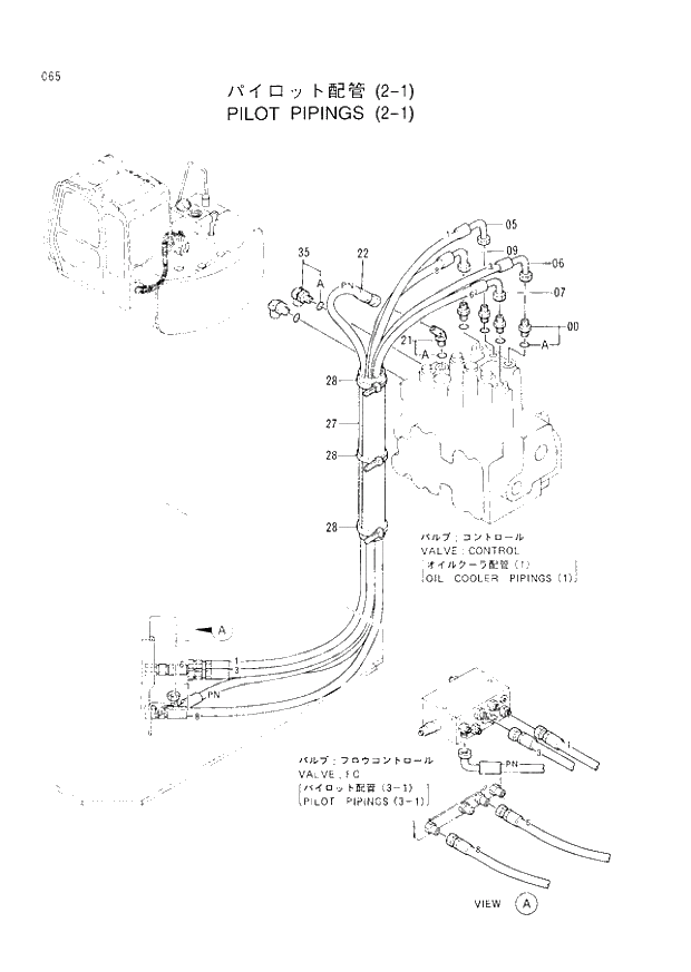 Схема запчастей Hitachi EX60LC-3 - 065 PILOT PIPINGS (2-1) (040001 -). 01 UPPERSTRUCTURE