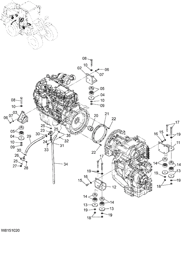 Схема запчастей Hitachi ZW180 - 006 ENGINE PARTS (000101-004999, 005101-). 01 ENGINE