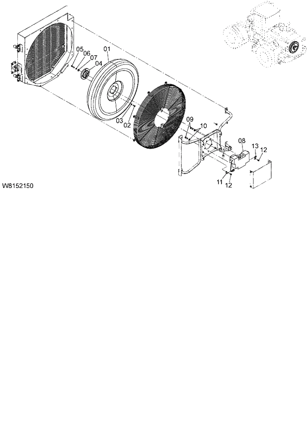 Схема запчастей Hitachi ZW180 - 008 COOLING FAN (000101-004999, 005101-). 01 ENGINE