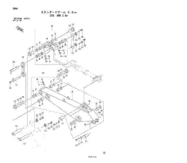 Схема запчастей Hitachi ZX800 - 289 STD. ARM 3.6m 03 BACKHOE ATTACHMENTS