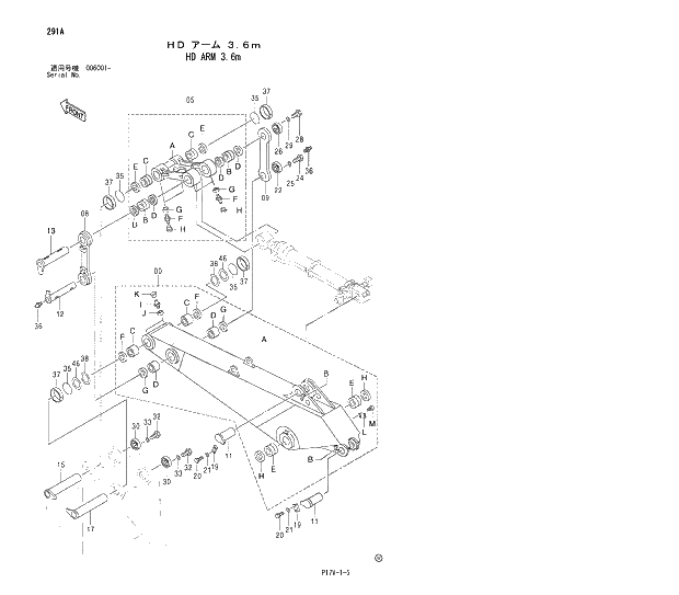 Схема запчастей Hitachi ZX800 - 291 HD ARM 3.6m 03 BACKHOE ATTACHMENTS