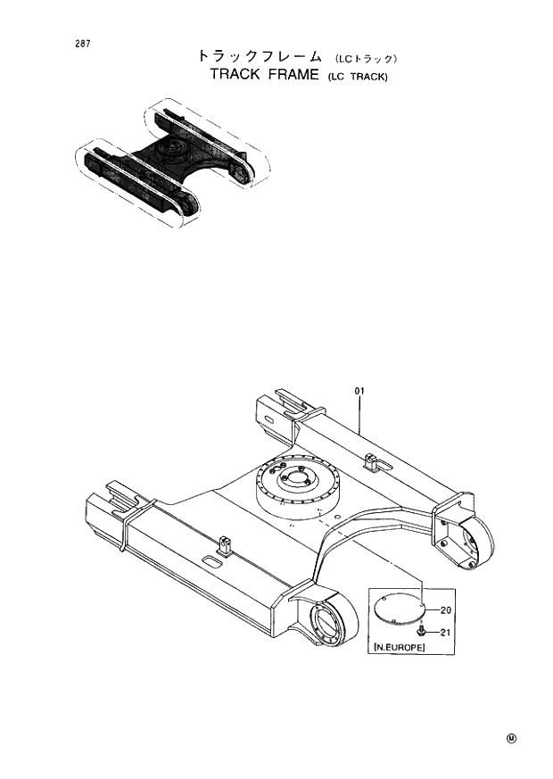 Схема запчастей Hitachi EX60LC-5 - 287 TRACK FRAME (LC TRACK) (050001 -). 02 UNDERCARRIAGE