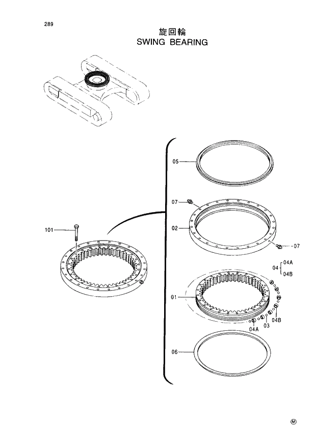 Схема запчастей Hitachi EX60-5 - 289 SWING BEARING (050001 -). 02 UNDERCARRIAGE