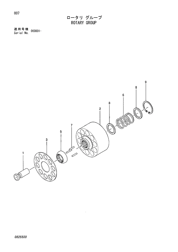 Схема запчастей Hitachi ZX80SBLC - 007 ROTARY GROUP 01 PUMP