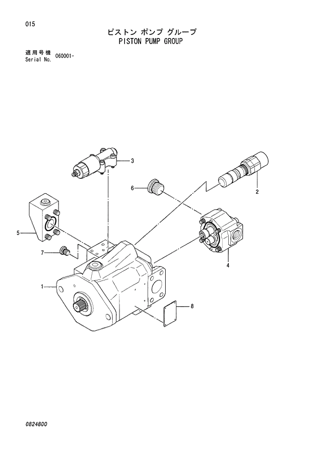 Схема запчастей Hitachi ZX70 - 015 PISTON PUMP GROUP 01 PUMP