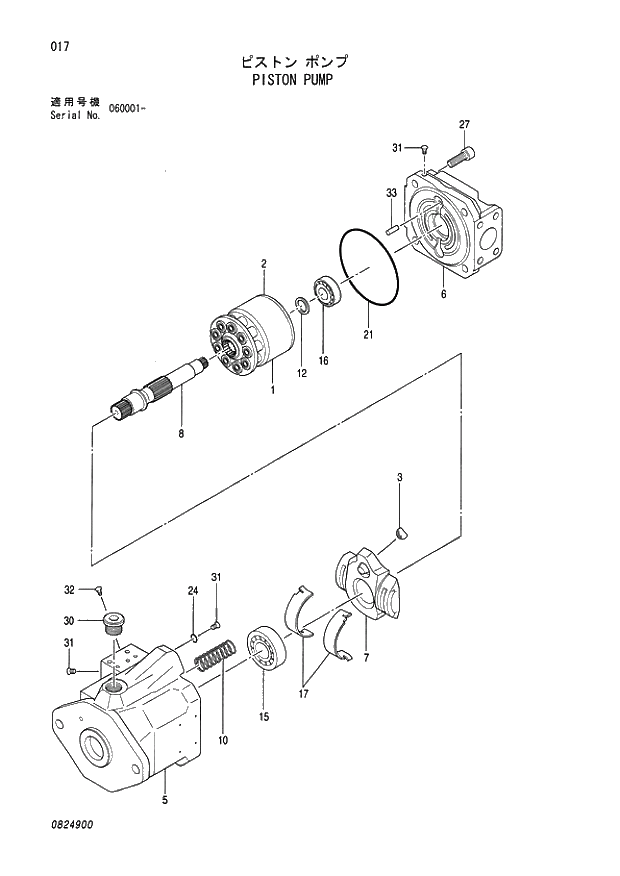 Схема запчастей Hitachi ZX80LCK - 017 PISTON PUMP 01 PUMP